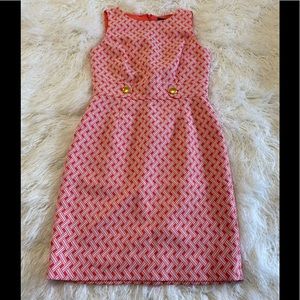Tahari Levine Orange and White Dress Size 6